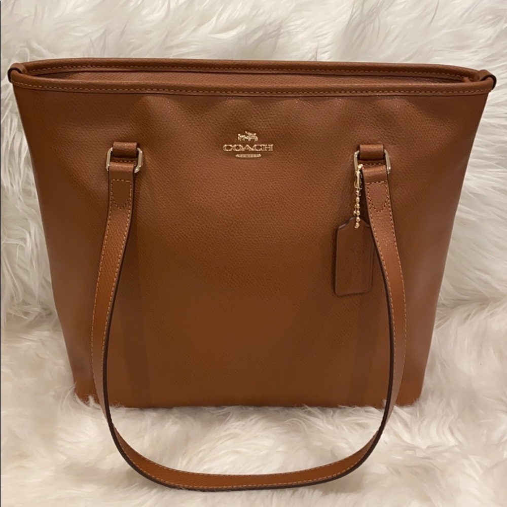 Coach CRSGR Zip Top Tote IM/Saddle F36632 BRN NEW